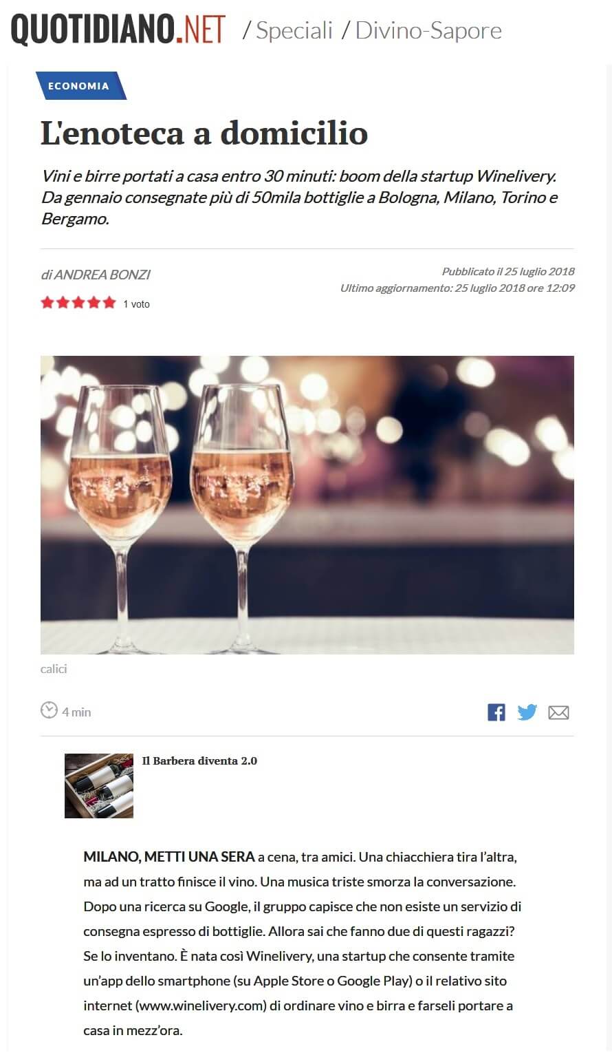 L'enoteca a domicilio (Quotidiano.net)