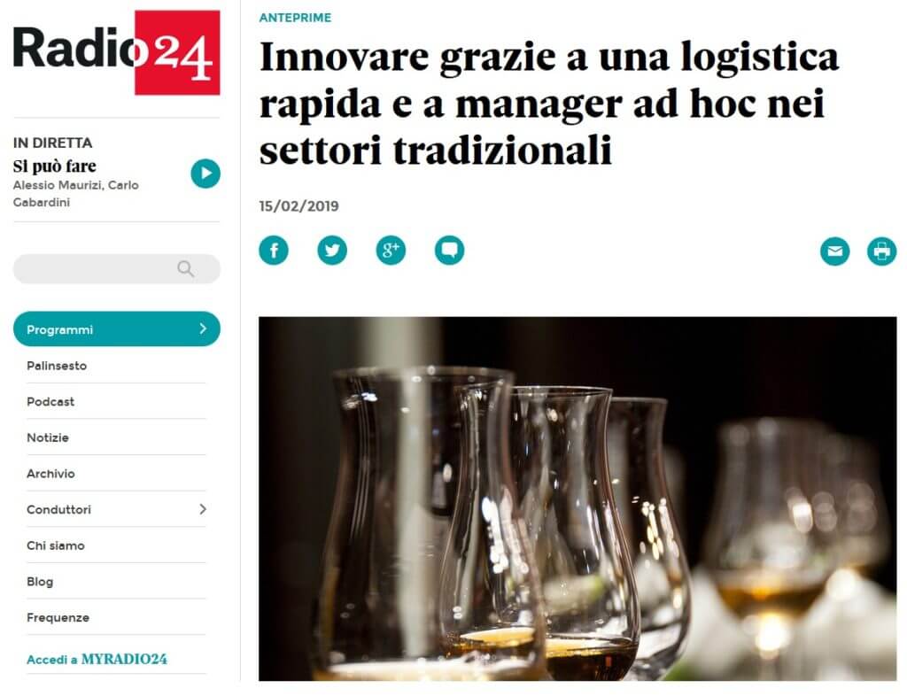 Innovare grazie a una logistica rapida e a manager ad hoc nei settori tradizionali (Radio24)