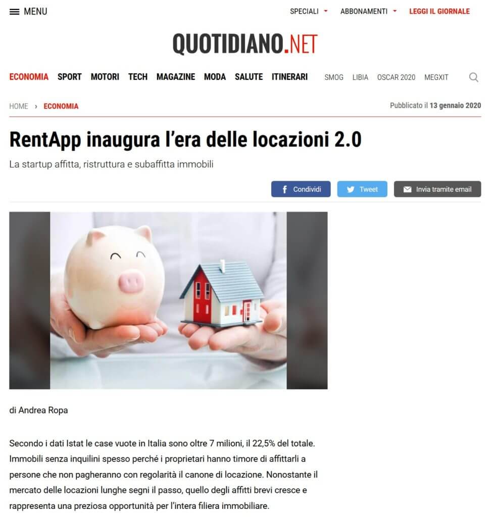 RentApp inaugura l'era delle locazioni 2.0 (Quotidiano.net)