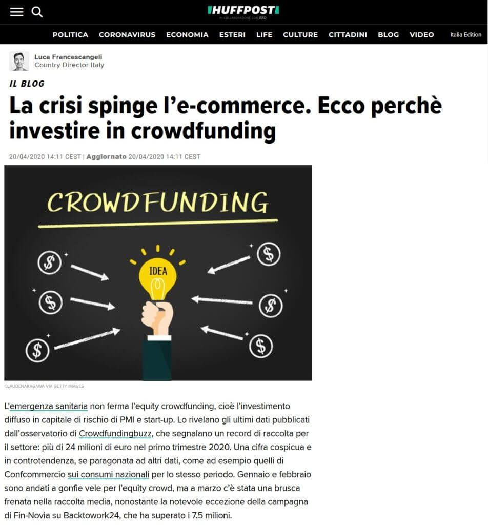La crisi spinge l'e-commerce. Ecco perchè investire in crowdfunding (HuffingtonPost Italia)