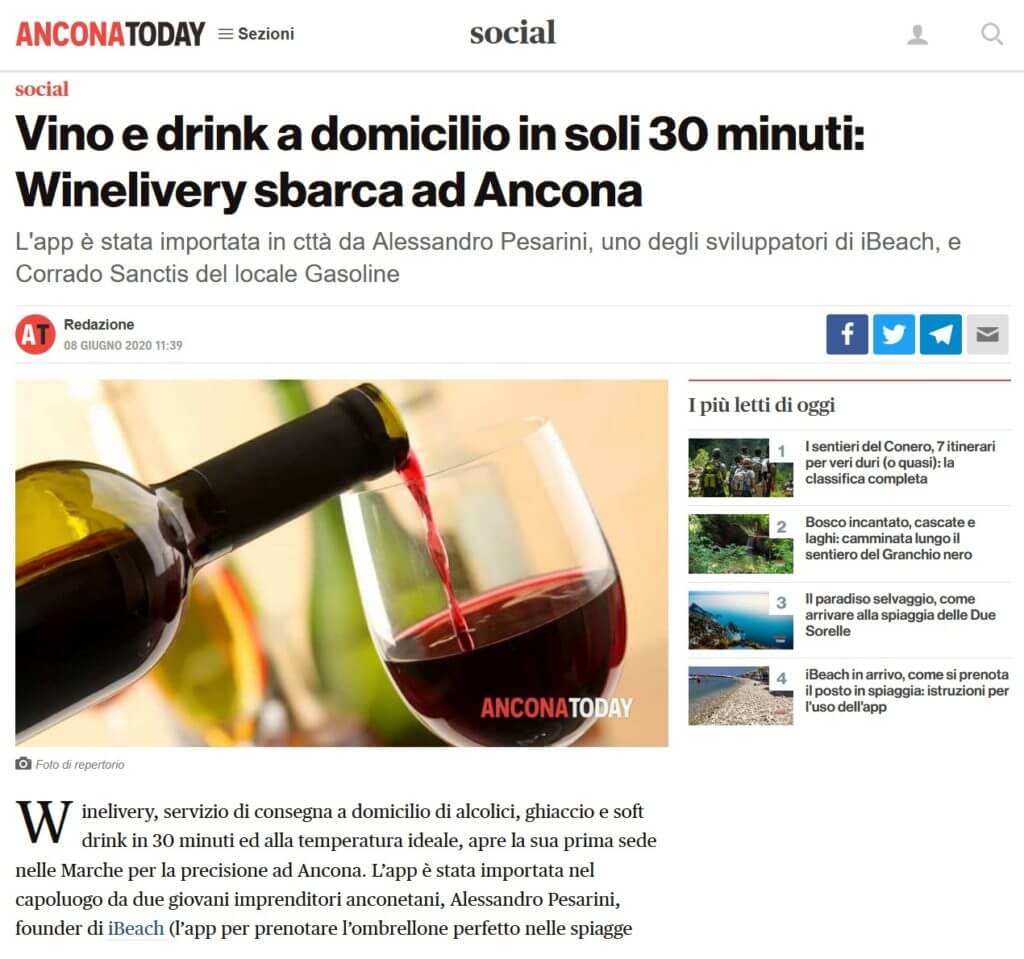 Vino e drink a domicilio in soli 30 minuti: Winelivery sbarca ad Ancona (AnconaToday)