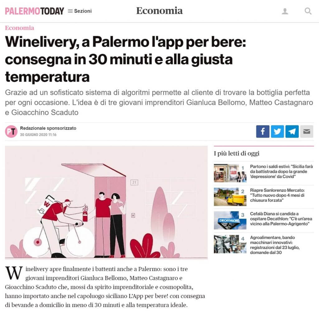 Winelivery, a Palermo l'app per bere: consegna in 30 minuti e alla giusta temperatura (PalermoToday)