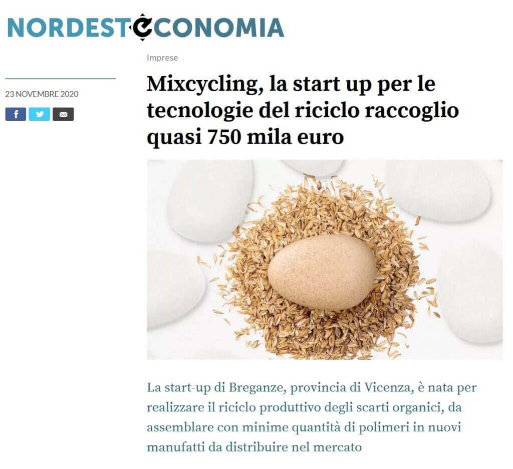 Mixcycling, la start up per le tecnologie del riciclo raccoglio quasi 750 mila euro (NordestEconomia)