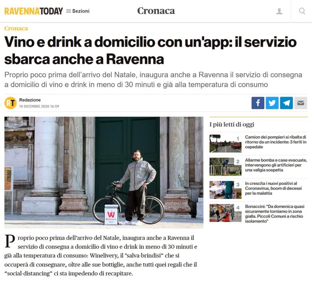 Vino e drink a domicilio con un'app: il servizio sbarca anche a Ravenna (RavennaToday)