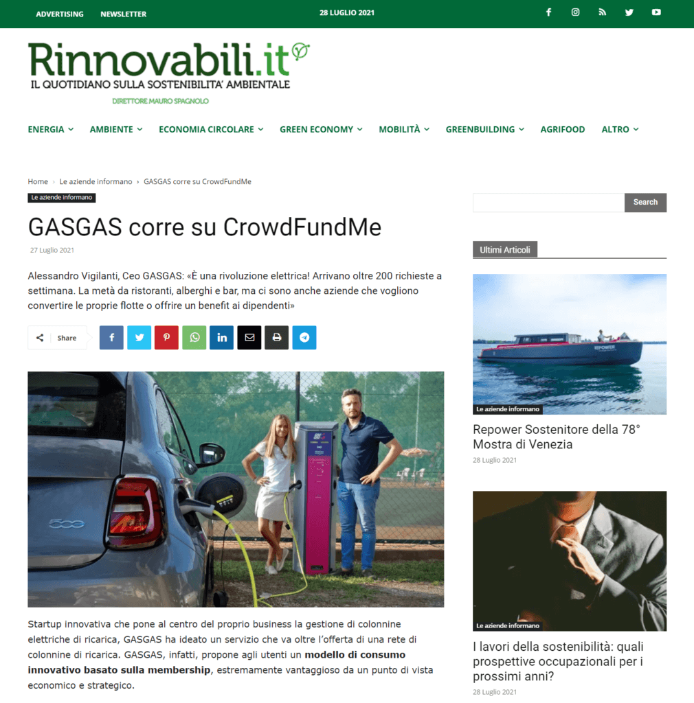 GASGAS corre su CrowdFundMe (Rinnovabili.it)