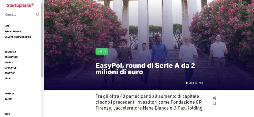 EasyPol, round di Serie A da 2 milioni di euro (StartupItalia)